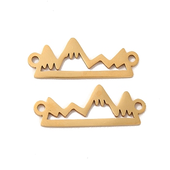 201 Stainless Steel Connector Charms, Hollow Mountain Links, Golden, 21.5x8x1mm, Hole: 1.4mm