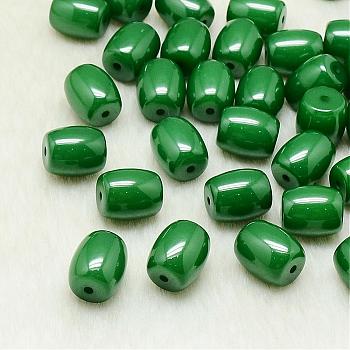 Resin Beads, Barrel, Dark Green, 14x12mm, Hole: 2mm