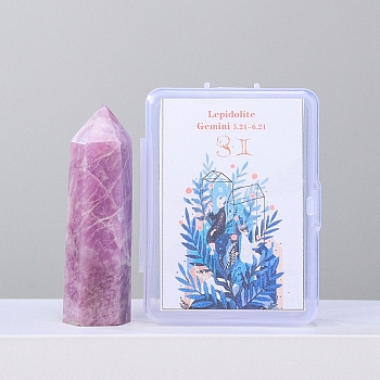 Point Tower Natural Lepidolite Healing Stone Wands, for Reiki Chakra Meditation Therapy Decos, Hexagonal Prisms, 50mm