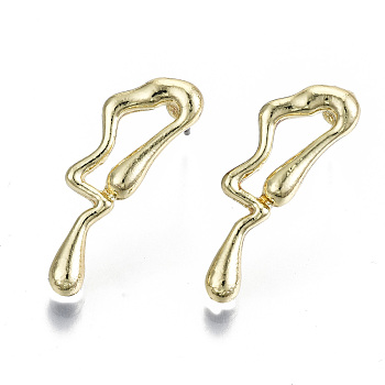 Alloy Stud Earrings, with Steel Pins, Cadmium Free & Nickel Free & Lead Free, Light Gold, 23x8mm, Pin: 0.7mm