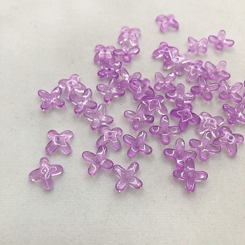 Transparent Glass Beads, Flower, Medium Purple, 10x10mm, 10pcs/bag