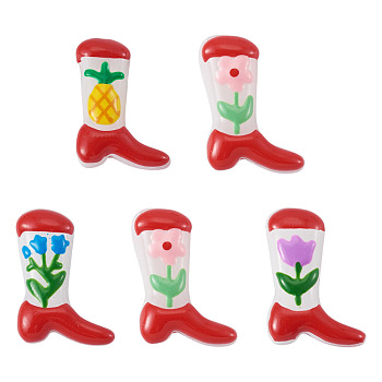 5Pcs Boot Baking Paint Glass Enamel  Beads, Mixed Shapes, Mixed Color, 23x16.5~17x7.5~8.5mm, Hole: 0.8~1.2mm