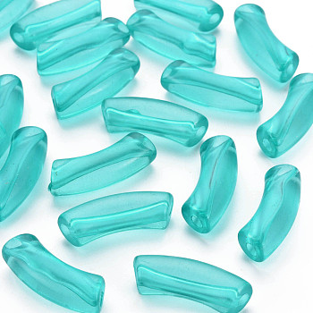 Transparent Acrylic Beads, Curved Tube, Light Sea Green, 36x13.5x11.5mm, Hole: 4mm, about 148pcs/500g