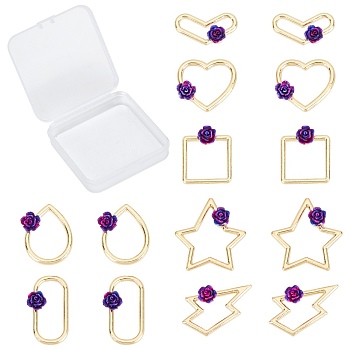 SUNNYCLUE Rack Plating Open Back Bezel Cabochons, For DIY UV Resin, Epoxy Resin, Pressed Flower Jewelry, with Resin, Cadmium Free & Nickel Free & Lead Free, Light Gold, 21x16x5mm, 28pcs/box