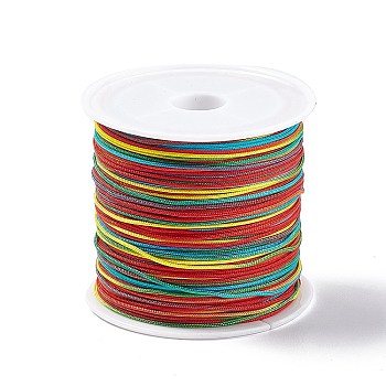 50M Segment Dyed Nylon Chinese Knotting Cord, for DIY Jewelry Making, Red, 0.8mm, about 54.68 Yards(50m)/Roll