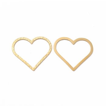 Ion Plating(IP) 304 Stainless Steel Linking Rings, Heart, Real 14K Gold Plated, 26.5x30x0.5mm, Inner Diameter: 18.5x26.5mm