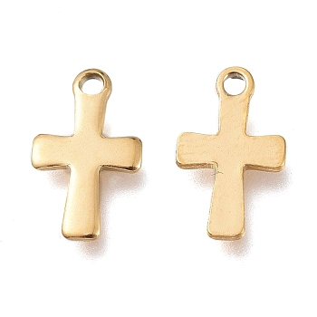 Ion Plating(IP) 304 Stainless Steel Tiny Cross Charms, Golden, 12x7x1mm, Hole: 1.2mm