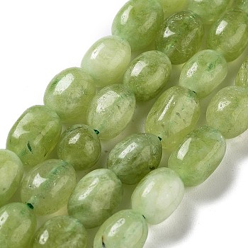 Dyed Natural Malaysia Jade Beads Strands, Oval, Yellow Green, 8.5~11x7~8.5x7~8.5mm, Hole: 1mm, about 18pcs/strand, 7.28~7.48 inch(18.5~19cm)