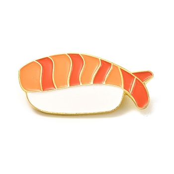 Sushi Enamel Pin, Cartoon Food Alloy Enamel Brooch for Backpack Clothes, Golden, Coral, 16x34x8mm