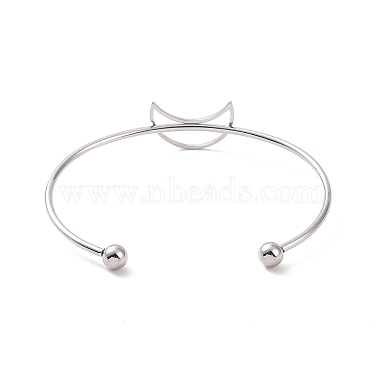 201 Stainless Steel Hollow Out Crescent Moon Open Cuff Bangle(BJEW-P285-03P)-2