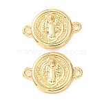 Religion Brass Saint Benedict Medal Links Connector Charms, Rack Plating, Long-Lasting Plated, Cadmium Free & Lead Free, Real 18K Gold Plated, 15x21x3mm, Hole: 2mm(KK-B197-01G)