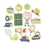 Alloy Enamel Pendants, Tennis Charms, Light Gold, Mixed Shapes, 14.5~39.5x13~29.5x1~2mm, Hole: 2mm, 1pc/style.(AL-CBAFE77-01)