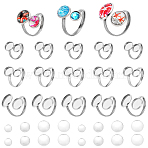 DIY Blank Dome Cuff Ring Making Kit, Including Stainless Steel Ring Settings, Glass Cabochons, Stainless Steel Color, 54Pcs/box(DIY-PH0017-83)