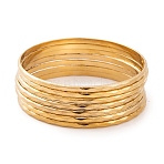 7Pcs PVD Vacuum Plating 304 Stainless Steel Textured Ring Bangles Set for Women, Long-Lasting Plated, Golden, 3mm, Inner Diameter: 2-1/2 inch(6.3cm)(BJEW-A011-11C-G)