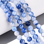 Natural Dyed Persian Jade Beads Strands, Smooth Round, Royal Blue, 6~6.5mm, Hole: 0.9~1mm, about 64pcs/strand, 15.55~15.75 inch(39.5~40cm)(G-Q609-6mm-01)