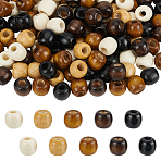 5 Colors Maple Wood Beads, Column, Mixed Color, 2~12.5x10.5~11mm, Hole: 5mm, 100pcs/colors(WOOD-AN0001-03)