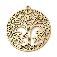 304 Stainless Steel Pendants,  Tree of Life Charms, Golden, 38x1.5mm, Hole: 2mm(STAS-R116-08G)