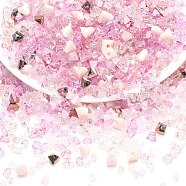 Opaque & Transparent Glass Beads, Faceted Nuggets, Pearl Pink, 2~5x2.5~8x3~5mm, Hole: 1~1.4mm, about 10g/bag(GLAA-G109-01E)