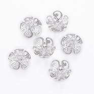 304 Stainless Steel Bead Caps, 5-Petal, Stainless Steel Color, 8x3mm, Hole: 0.8mm(STAS-G161-16A)