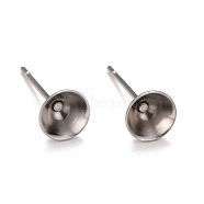 304 Stainless Steel Post Stud Earring Settings, for Pointed Back Chaton Rhinestone, Stainless Steel Color, 6mm, Pin: 0.7mm(STAS-L238-082E-P)