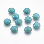 Synthetic Turquoise Flat Back Dome Cabochons, Craft Findings, Dyed, Half Round, Dark Cyan, 8x4mm(X-TURQ-S266-8mm-01)