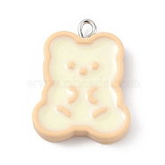 Opaque Resin Pendants, Cute Charms, with Platinum Tone Iron Loops, Bear, 27x20x4.5mm, Hole: 2mm(RESI-D064-03P-05)