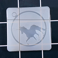 Pendant Silicone Molds, Resin Casting Molds, For UV Resin, Epoxy Resin Jewelry Making, Unicorn, White, 58x58x6mm, Hole: 4.5mm(DIY-F037-E08)
