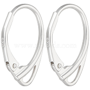 1 Pair 925 Sterling Silver Leverback Earring Findings, with Loops, Silver, 17x11x1.5mm, Hole: 1mm, Pin: 0.8mm(STER-BBC0006-33)