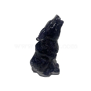 Resin Wolf Display Decoration, with Synthetic Blue Goldstone Chips Inside for Home Office Desk Decoration, 15x25x50mm(PW-WG87335-10)
