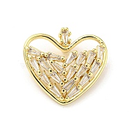 Brass with Cubic Zirconia Pendants, Heart, Heart, 23x24.5x9.5mm, Hole: 4.5x2.8mm(FIND-Z023-01E)