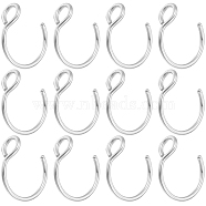 30Pcs 304 Stainless Steel Clip on Nose Ring Findings, Nose Cuff Non Piercing Jewelry, Stainless Steel Color, 10x9.5x4mm, Hole: 2mm(STAS-BBC0003-95P)