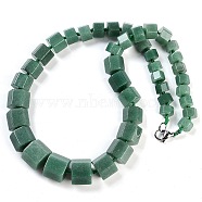 Natural Green Aventurine Hexagon Prism Graduated Beaded Necklaces for Women Men, 19.49 inch(49.5cm)(NJEW-K388-03E)