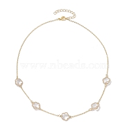 Brass Cable Chains Necklace, Flower Necklaces, Golden, 20.59 inch(523mm)(NJEW-JN04699)