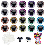 20 Sets 10 Colors Plastic Craft Eyes, Safety Eyes, with Blood Streak Disc and Spacer, for Doll Making, Half Round, Mixed Color, 30x26.5mm, 2 sets/color(KY-OC0001-26)