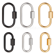 6Pcs 6 Styles 304 Stainless Steel Screw Carabiner Lock Charms, for Necklaces Making, Oval, Mixed Color, 21~26x11~13x2~4mm, Screw: 7x4~4.5mm, 1pc/style(STAS-UN0055-95)