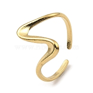 304 Stainless Steel Open Cuff Rings, Twist Wave, Real 18K Gold Plated, US Size 6 3/4(17.1mm)(RJEW-Z018-24G)