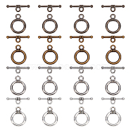 SUPERFINDINGS 120 Sets 4 Colors CCB Plastic Toggle Clasps, Ring, Mixed Color, Ring: 19x15x2mm, Hole: 3mm, Bar: 22x2mm, Hole: 2.5mm, 30 set/color(CCB-FH0001-05)