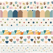 60pcs Coated Paper Border Decorative Stickers, Self Adhesive Planner Stickers for Journal, Scrapbooking, Heart, 350x75mm, 10 pcs/pattern(STIC-WH0020-006)