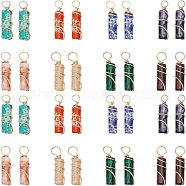 32Pcs 8 Style Natural & Synthetic Gemstone Pendants, with Golden Tone Copper Wire Wrapped, Column Charm, 18.5~20x5~5.5mm, Hole: 2.5mm, 4pcs/style, 32pcs/box(FIND-CA0006-53)