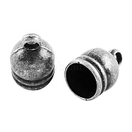 Tibetan Style Alloy Cord Ends, End Caps, Cadmium Free & Lead Free, Antique Silver, 14x9x9mm, Hole: 3mm, Inner Diameter: 8mm(TIBEP-5249-AS-LF)