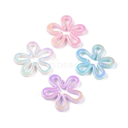 UV Plating Opaque Acrylic Beads, Flower, Mixed Color, 42x43x7mm, Hole: 1.8mm(OACR-Z020-14)