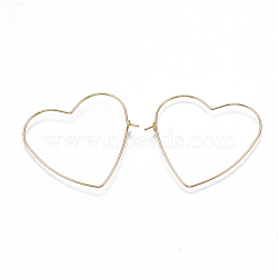 Brass Earring Hooks, Heart, Nickel Free, Real 18K Gold Plated, 20 Gauge, 37~38x39~40x0.8mm, Pin: 0.8mm(X-KK-T038-429G)