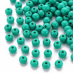 Opaque Acrylic Beads, Round, Light Green, 6x5mm, Hole: 1.8mm, about 440pcs/50g(X-MACR-S370-C6mm-S036)