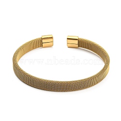 304 Stainless Steel Wire Mesh Cuff Bangles for Women, Golden, Wide: 8mm, Inner Diameter: 2-3/8x2 inch(6.1x5cm)(BJEW-D022-01C-G)