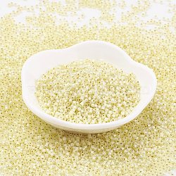 TOHO Japanese Seed Beads, Round, 11/0 , (2125) Silver Lined Milky Light Jonquil, 2x1.5mm, Hole: 0.5mm, about 42000pcs/pound(SEED-F002-2mm-2125)