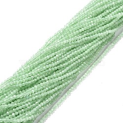 Cat Eye Beads Strands, Round, Faceted, Pale Green, 2mm, Hole: 0.2mm, 14.17 inch(36cm), 174~184pcs/strand(CE-I005-A49)
