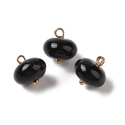 Acrylic Pendants, with Brass Loops, Flat Round, Black, 12x12mm, Hole: 1.6mm(MACR-C033-12B)