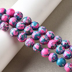 Dyed Natural Magnesite Beads Strands, Round, Hot Pink, 8mm, Hole: 1.2mm, about 50pcs/strand, 15.63~15.87 inch(39.7~40.3cm)(G-L617-D01-8mm-05)