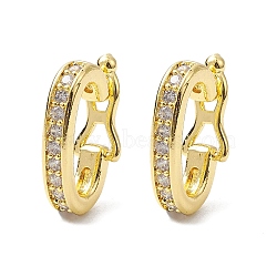 Brass Micro Pave Clear Cubic Zirconia Twister Clasps, Real 18K Gold Plated, 14.5x10x3mm, Inner Diameter: 10.8x6mm(KK-K360-28G)