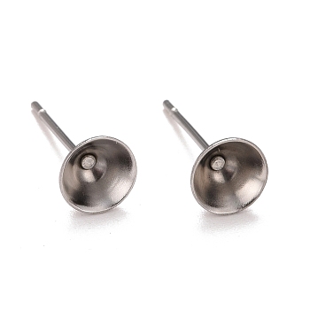304 Stainless Steel Post Stud Earring Settings, for Pointed Back Chaton Rhinestone, Stainless Steel Color, 6mm, Pin: 0.7mm